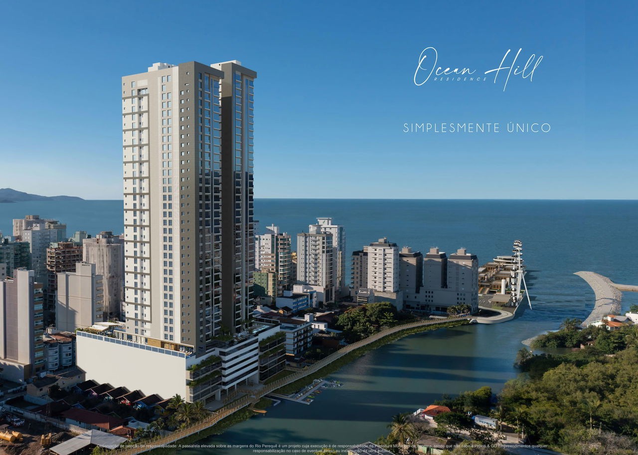 Apto em Construção em Itapema/SC bairro Meia Praia, com 206,04m² área privativa, sendo 4 suítes, 3 vagas de garagem, área de lazer completa