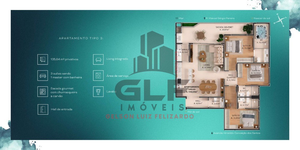 Apto Pré Lançamento em Porto Belo, com 86,50m² área privativa sendo 2 suítes, 2 vagas de garagem, área de lazer completa