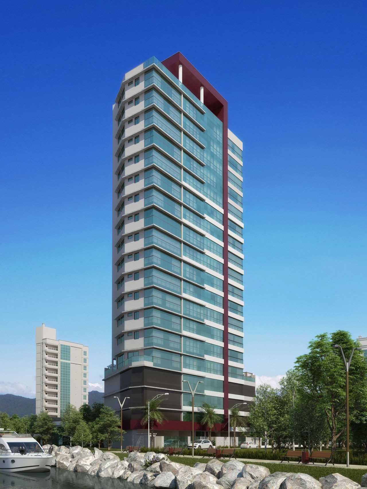Apto em Construção em Itapema/SC bairro Meia Praia, com 163,10m² área privativa, sendo 4 suítes, 3 vagas de garagem , área de lazer completa