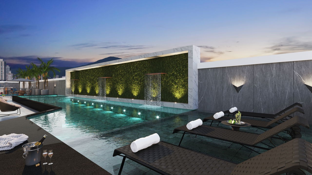 Apto em Construção em Itapema /SC bairro Meia Praia, com 122,10m² área privativa, sendo 3 suítes, 2 vaga de garagem, área de lazer completa