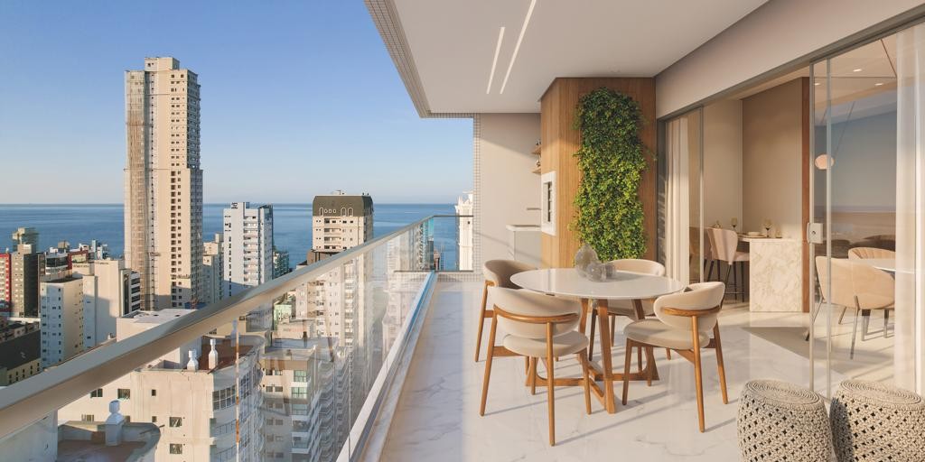 Apto Em Construção em Itapema/SC bairro Meia Praia, com 148.75m² Área privativa, sendo 3 suítes, 2 vagas de garagem, área de lazer completa