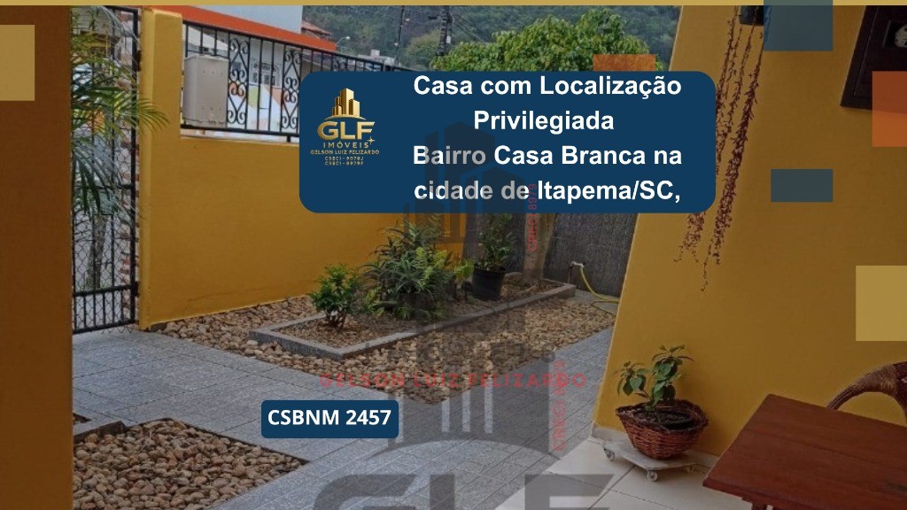 Casa com localização privilegiada no bairro Casa Branca na cidade de Itapema/SC, com 3 Dormitórios + 1 Kitner aos fundos. Terreno com 300 m² total