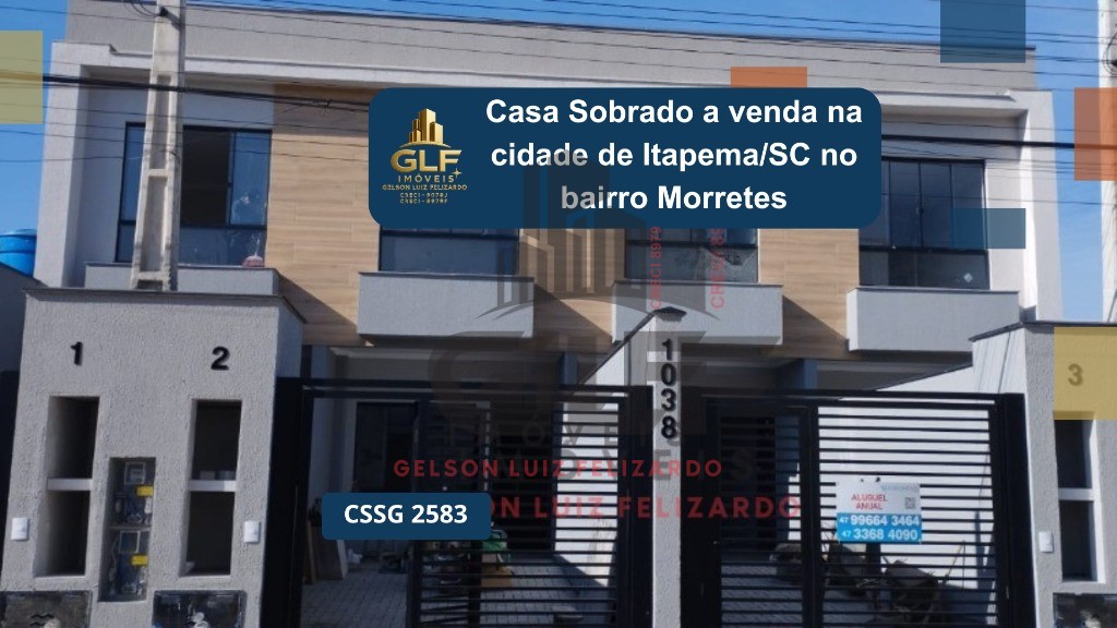 Casa Sobrado a venda na cidade de Itapema/SC no bairro Morretes, com 2 Suítes e 2 Vagas de Garagem. Bem Localizado