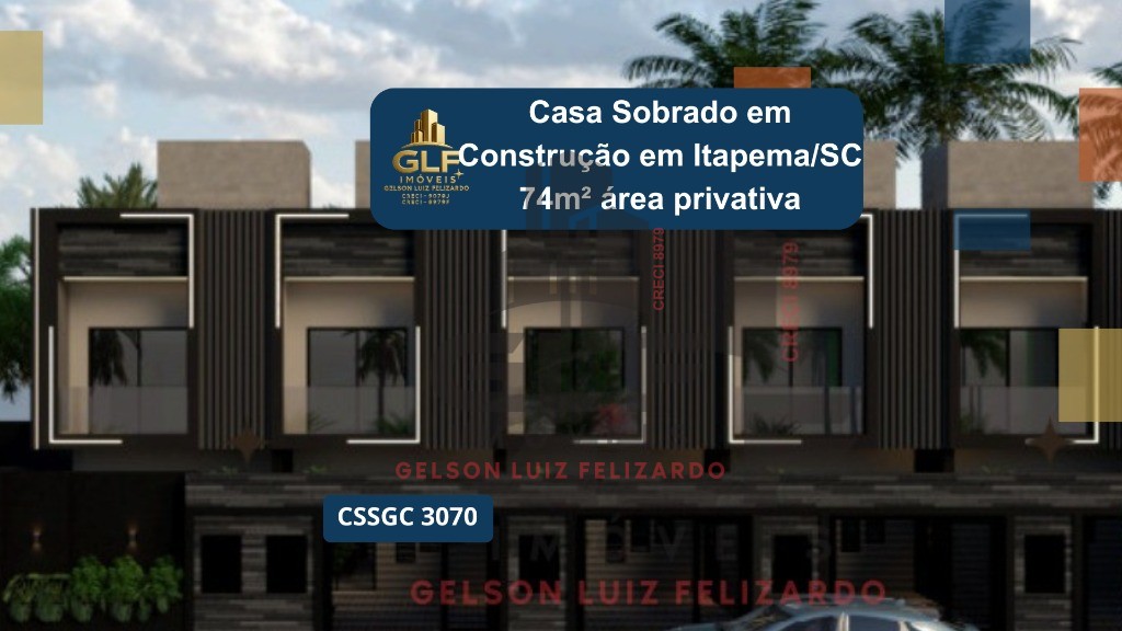 Casa em construção em itapema/sc, com 74m² área privativa, s