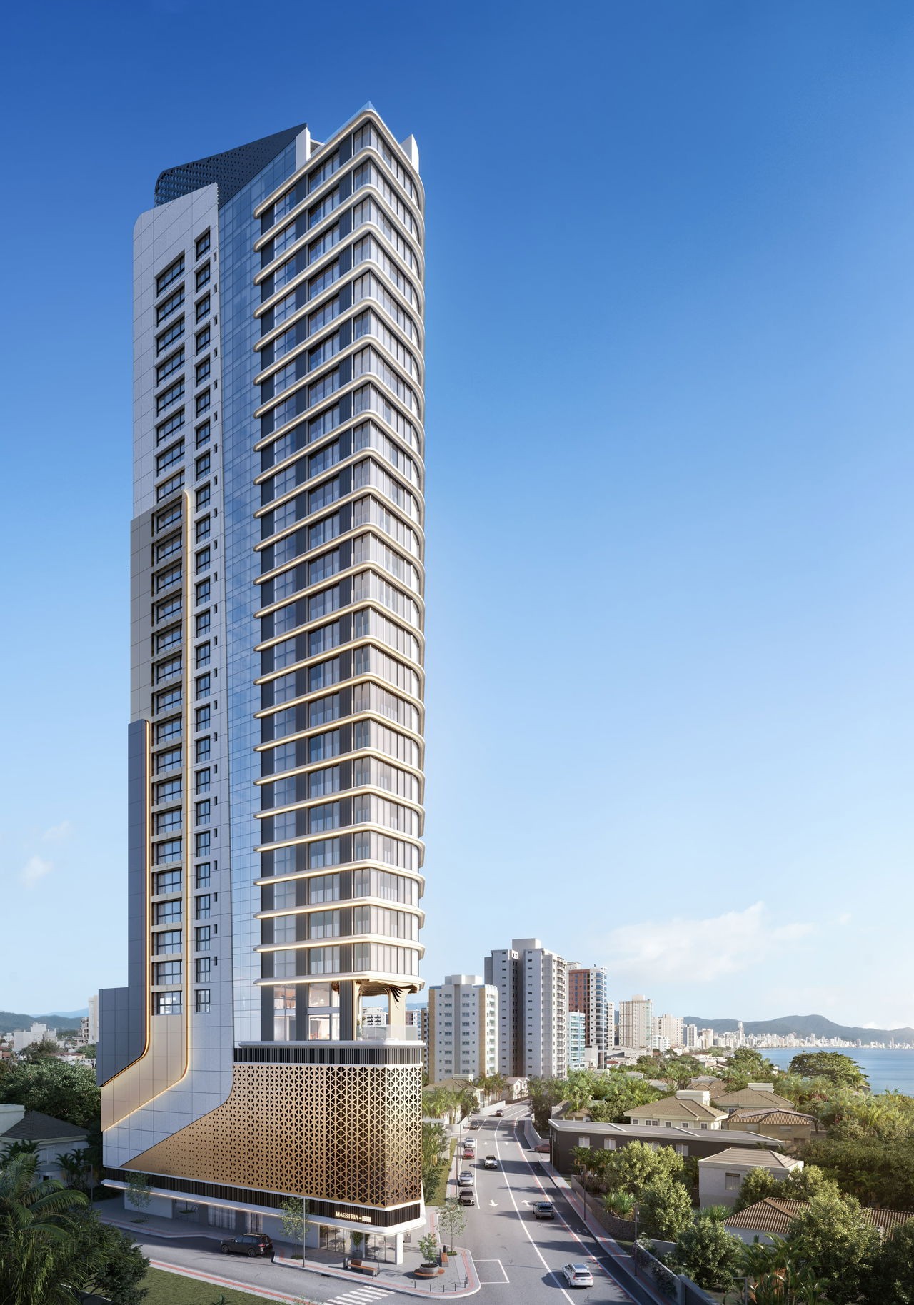 Apto em Construção em Porto Belo Perequê, com 203,33m² área privativa sendo, 4 suítes, 3 vagas de garagem, área de lazer completa