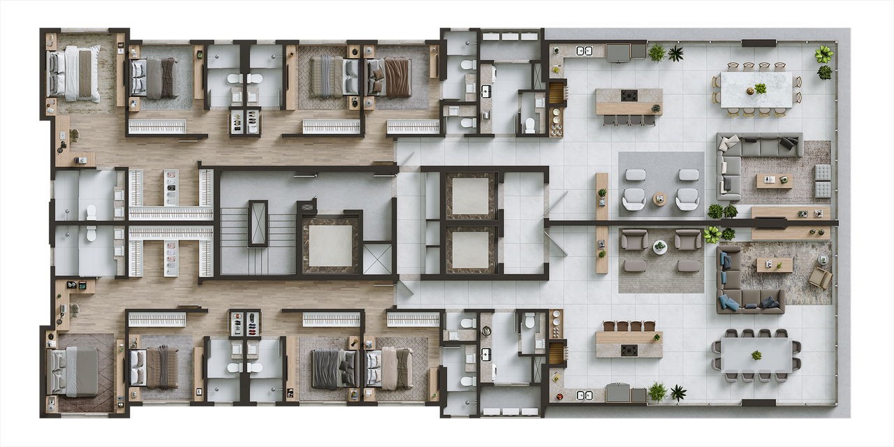 Apto em Construção em Itapema, bairro Centro, com 320,15m² área privativa sendo 4 suítes, 5 vagas de garagem, área de lazer completa
