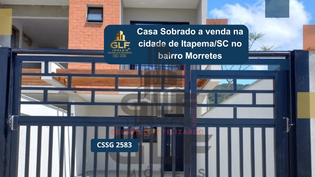 Casa Sobrado a venda na cidade de Itapema/SC bairro Morretes com 87 m² privativos e 3 dormitórios a 1300 m da praia