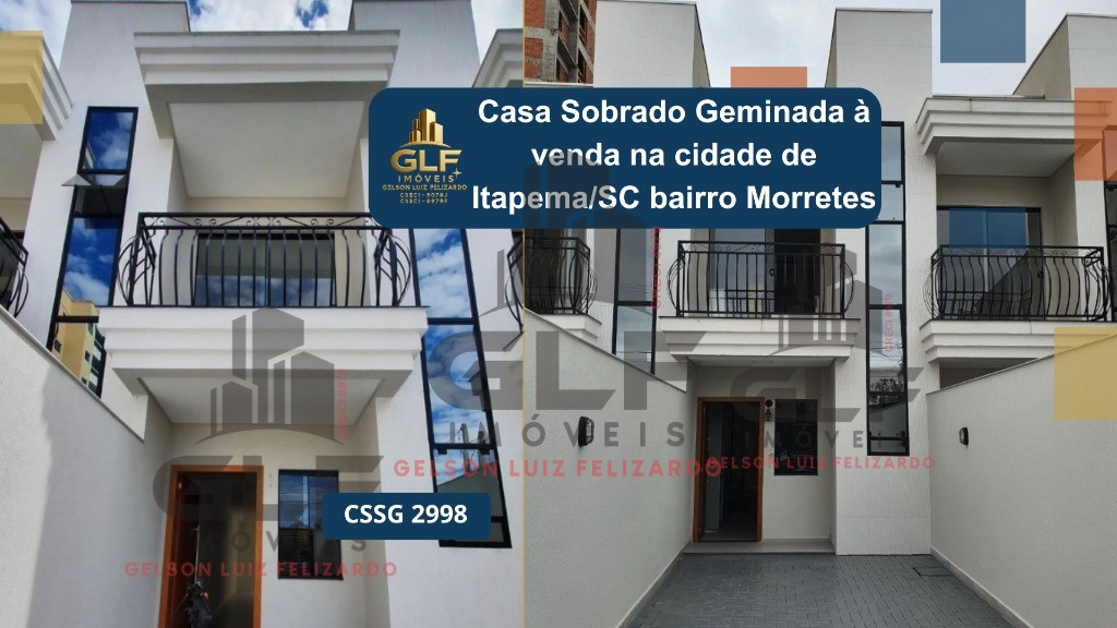 Sobrado Geminado Finamente Mobiliado em Itapema/SC no bairro Morretes, 95m² com 2 Suítes, Área gourmet com Churrasqueira e porcelanato. Ótimo Investi