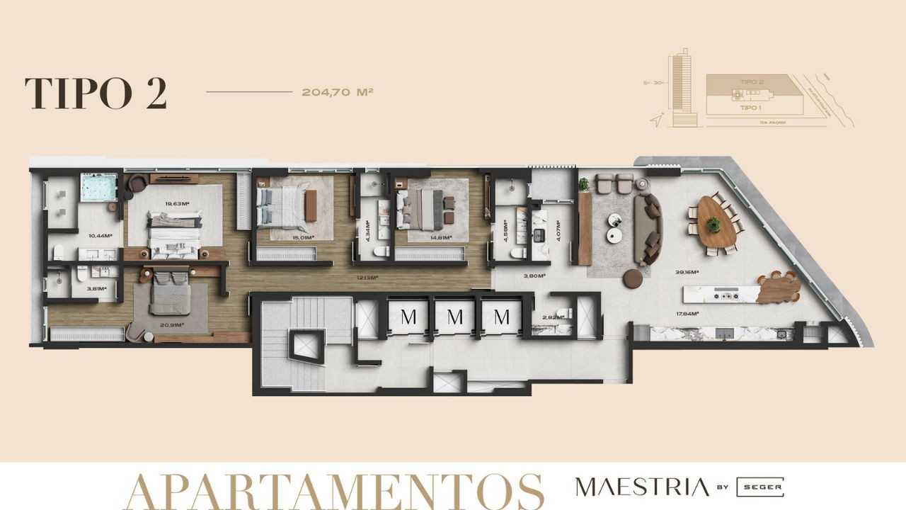Apto em Construção em Porto Belo Perequê, com 203,33m² área privativa sendo, 4 suítes, 3 vagas de garagem, área de lazer completa