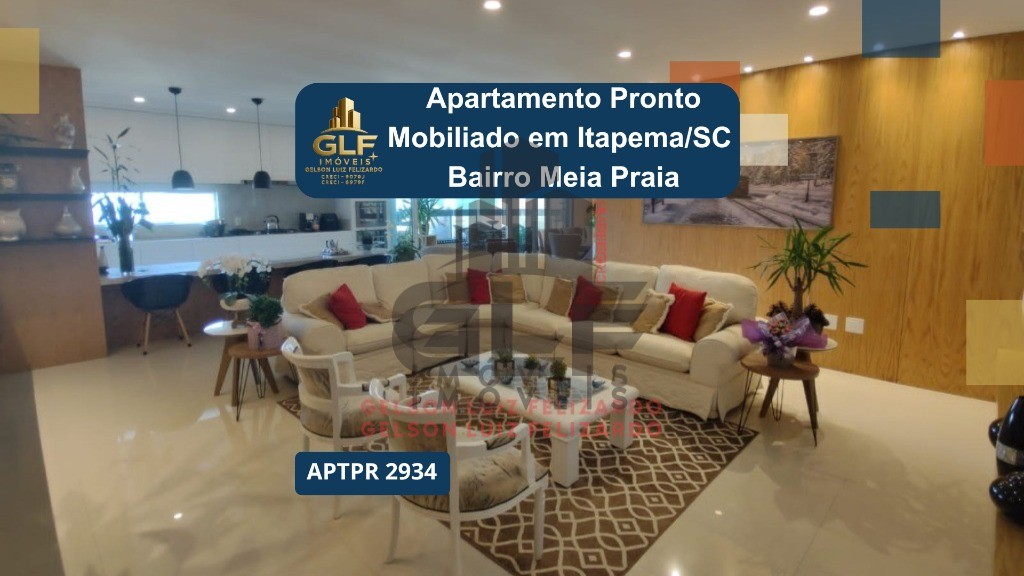 Apartamento Pronto Mobiliado em Itapema/SC no bairro Meia Praia. 193m², com 4 suítes e 3 vagas de garagem. Área de Lazer Completa. Investimento!