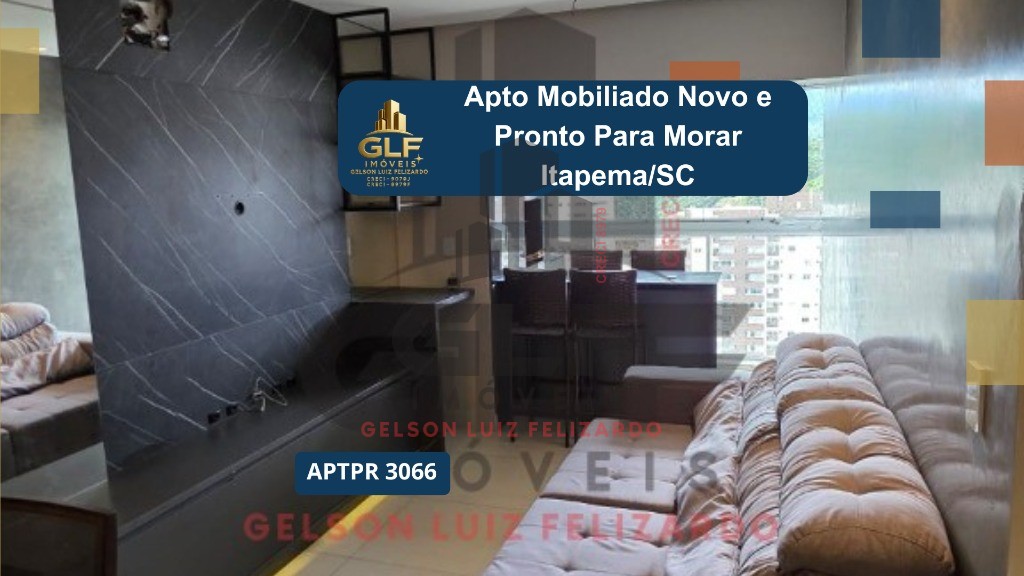 Apto Pronto e Mobiliado em Itapema/SC com 70m² área privativa, com 2 dormitórios sendo 1 suíte, 1 vaga de garagem, área de lazer completa