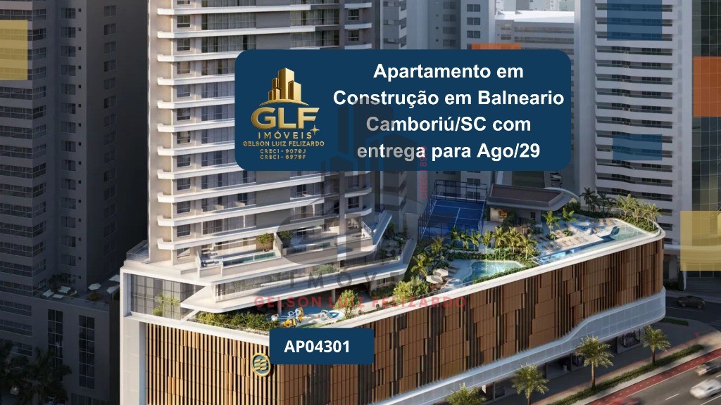 Apartamento em Construção em Balneário Camboriú/SC com 182,93m² área privativa sendo 4 suítes, 3 vagas de garagem, área de lazer completa