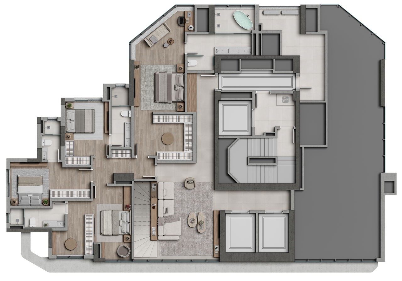 Apartamento em Construção em Balneário Camboriú/SC com 182,93m² área privativa sendo 4 suítes, 3 vagas de garagem, área de lazer completa