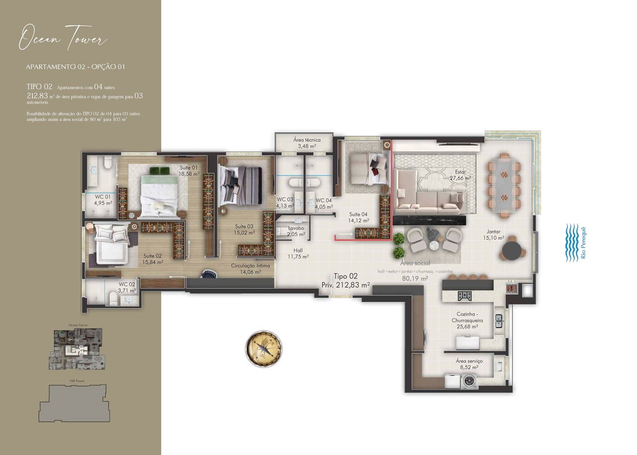 Apartamento em Construção em Itapema/SC na Meia Praia, com 262m² de área total e 3 Suítes, a 260m do mar. Lazer Completo. Ótimo Investimento.