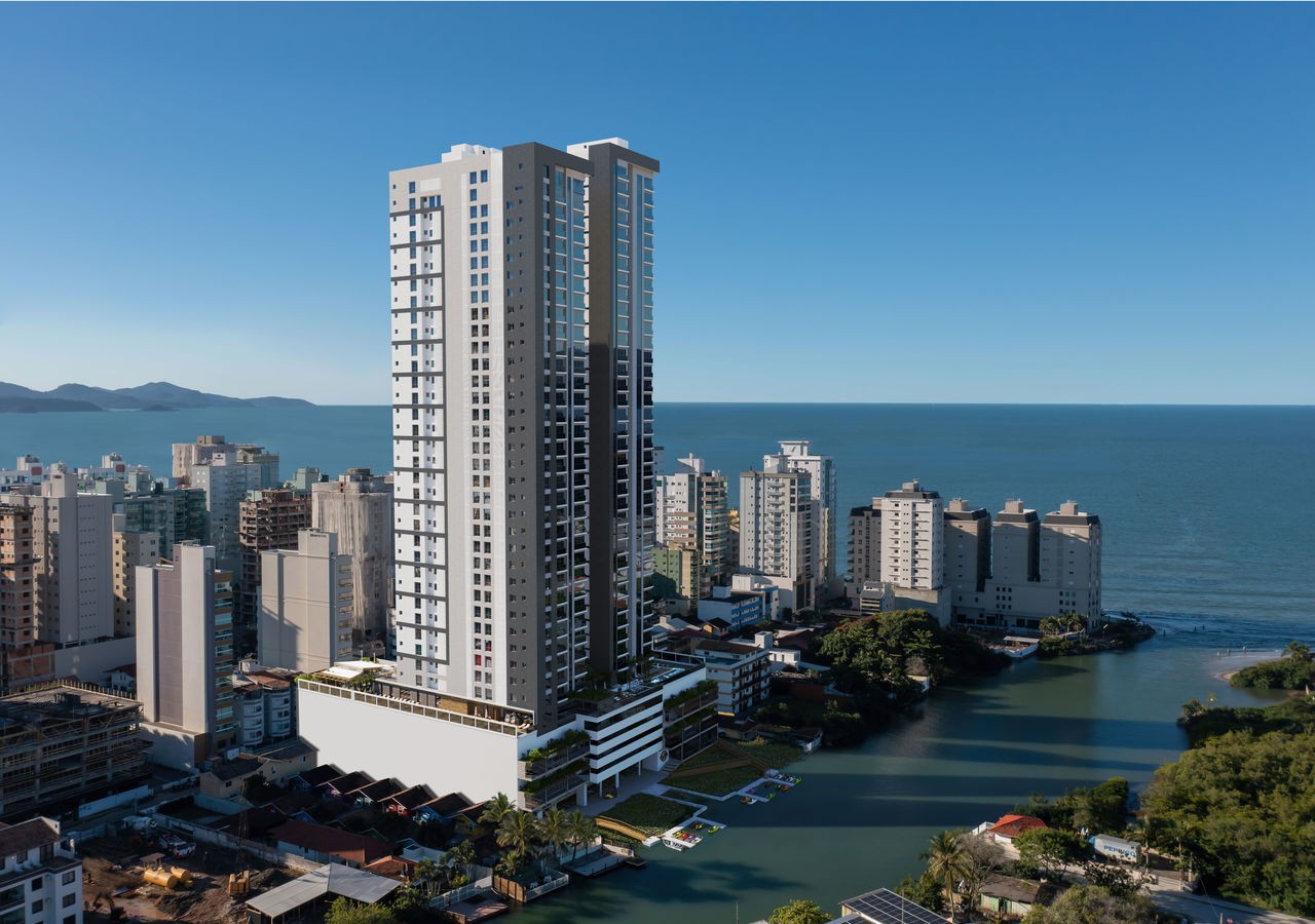 Apartamento em Construção em Itapema/SC na Meia Praia, com 262m² de área total e 3 Suítes, a 260m do mar. Lazer Completo. Ótimo Investimento.
