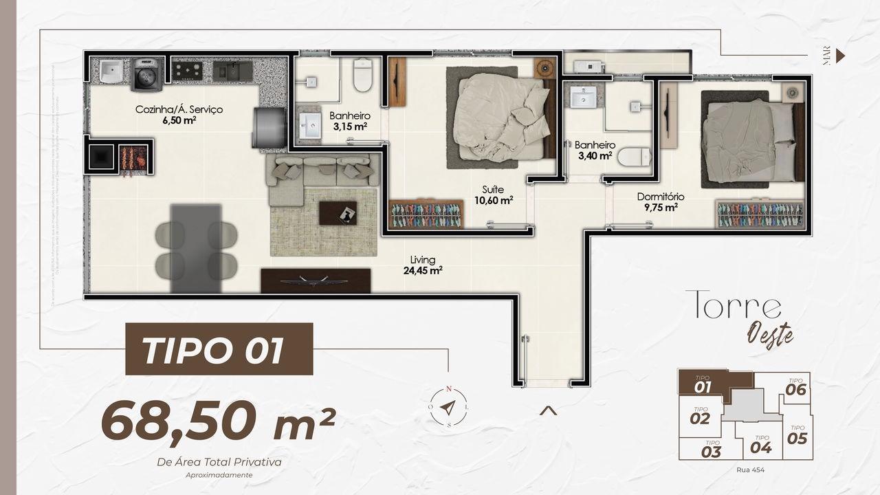 Apartamento à venda em Itapema-SC, Jardim Praia Mar: 2 quartos, 1 suíte, 1 banheiro, 1 vaga de garagem, 61,60 m² de área.