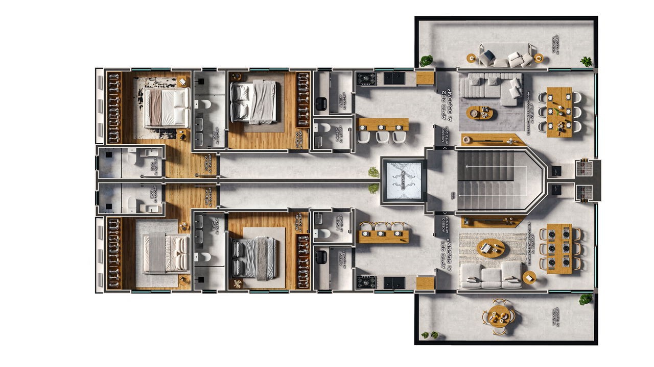 Apartamento em Construção em Bombinhas/SC com 81,45m² área privativa sendo 2 suítes, 1 caga de garagem
