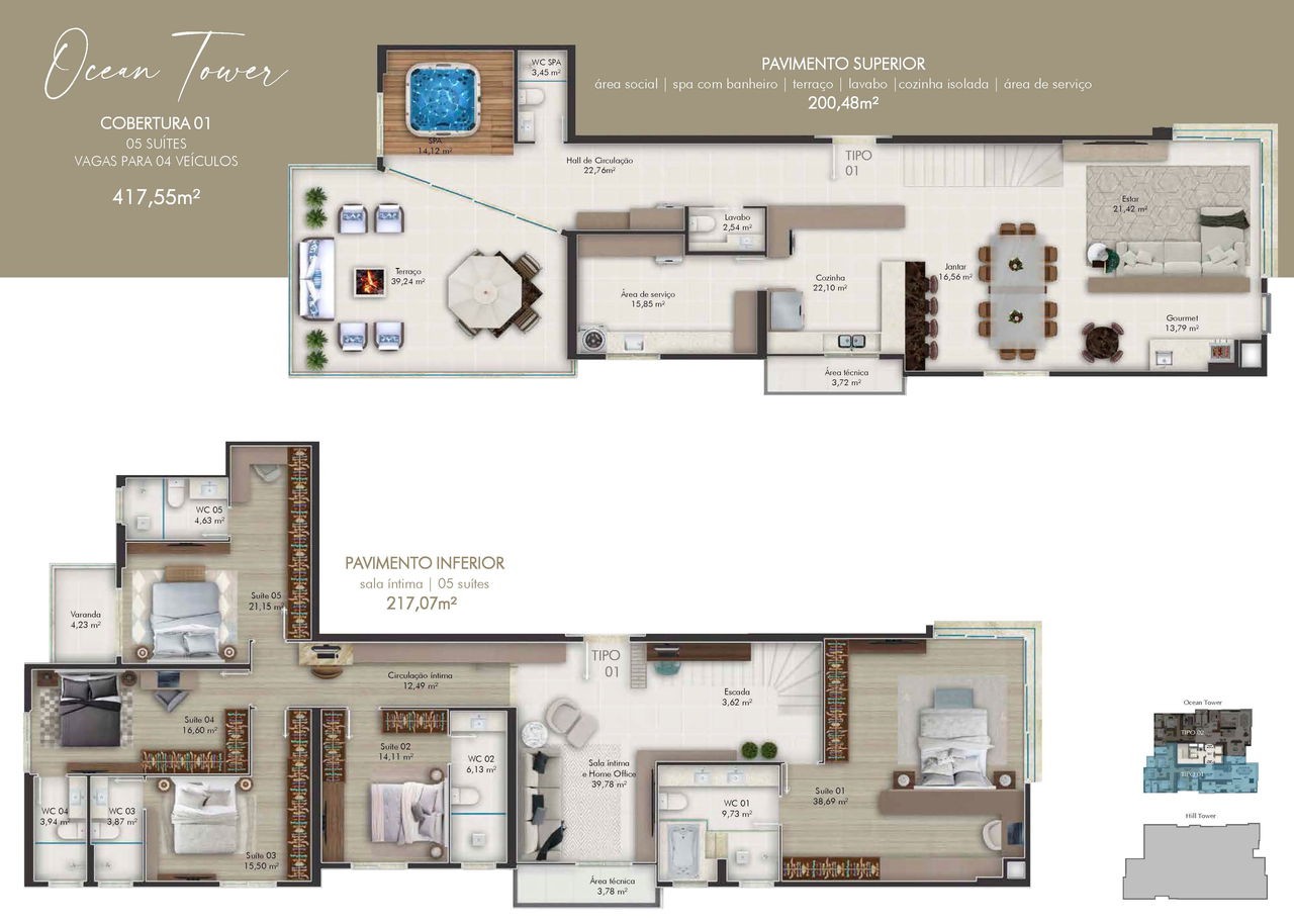 Apartamento em Construção em Itapema/SC na Meia Praia, com 262m² de área total e 3 Suítes, a 260m do mar. Lazer Completo. Ótimo Investimento.
