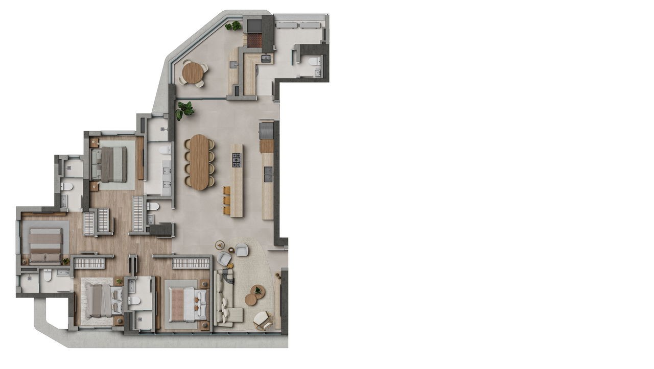 Apartamento em Construção em Balneário Camboriú/SC com 182,93m² área privativa sendo 4 suítes, 3 vagas de garagem, área de lazer completa