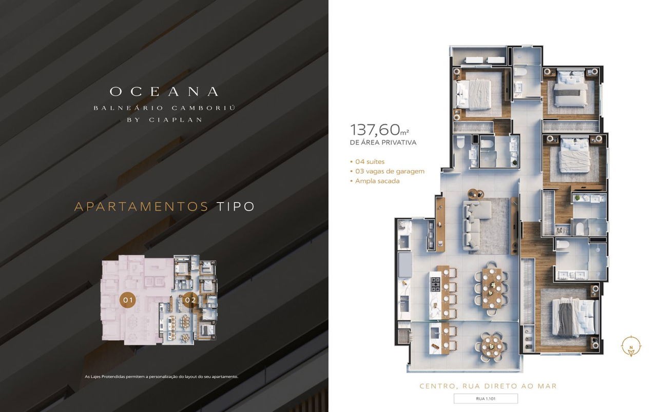 Apartamento em Construção em Balneário Camboriú/SC com 177,74m² área privativa, com área de lazer completa não perca essa oportunidade