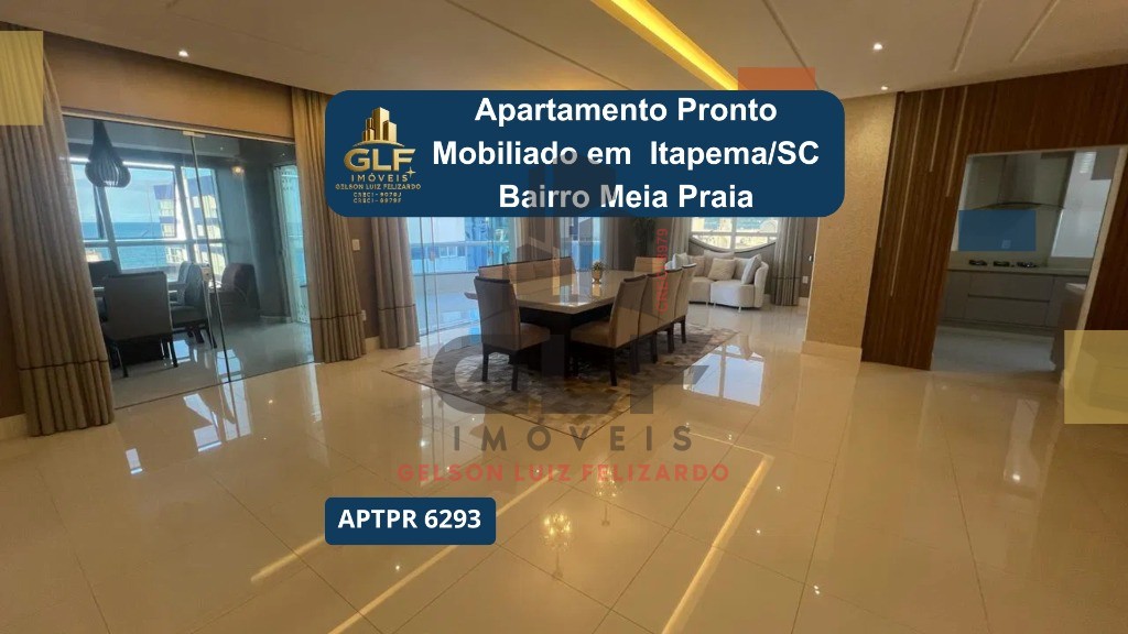 Apartamento Pronto Mobiliado em Itapema/SC no bairro Meia Praia, com 268m², 4suítes e 2vagas de gragem. Ótima localização a 400m do mar. Investimento.