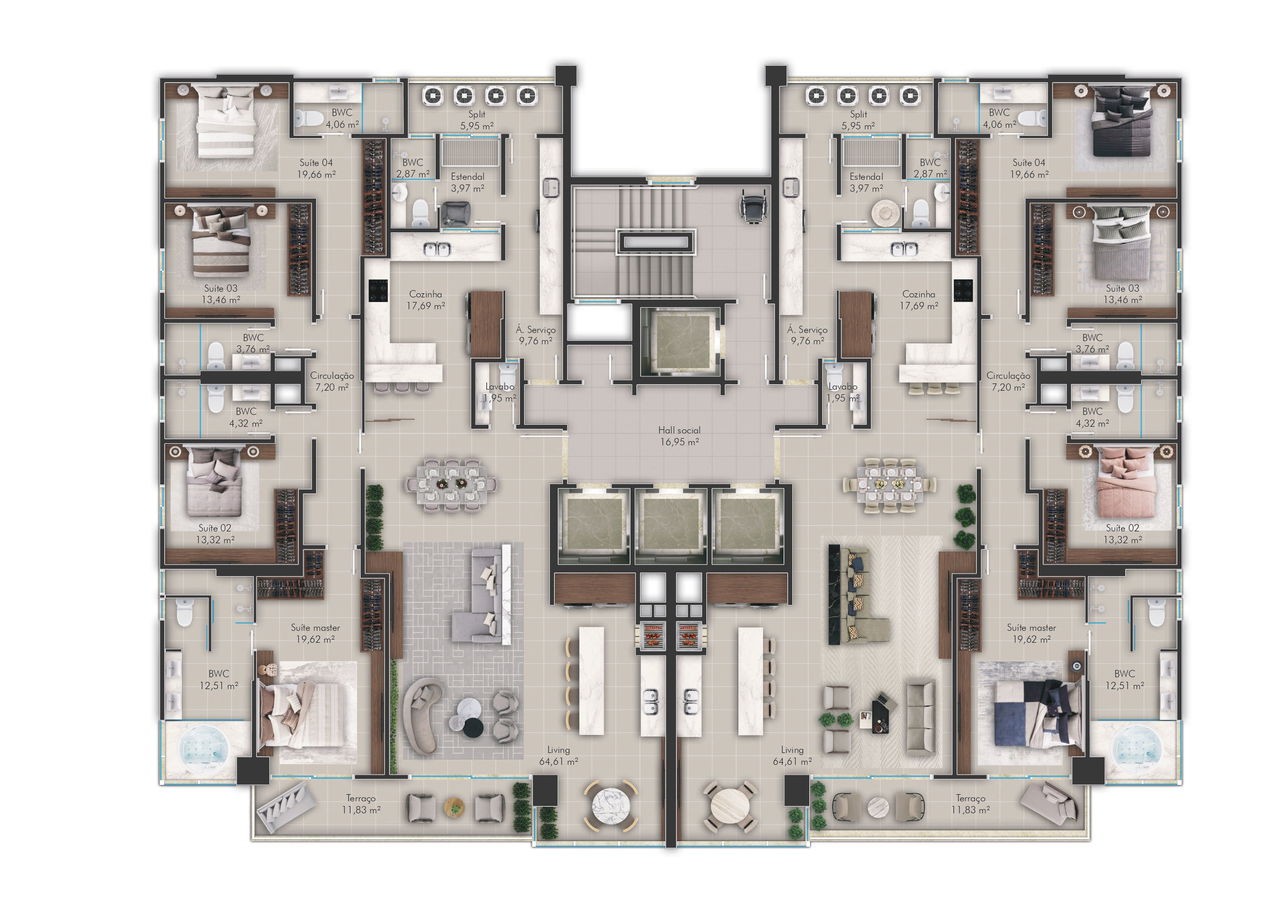 Espetacular apartamento de luxo em Construção à venda em Itapema-SC, Centro: 4 quartos, 4 suítes, 5 banheiros, 3 vagas, 238,43m²