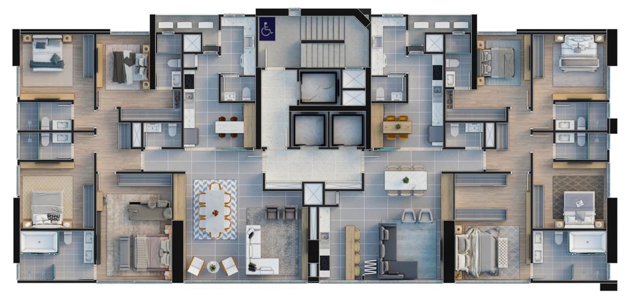 Apartamento em Construção em Balneário Camboriú/SC com 177,10m² área privativa sendo 4 suítes, 3 vagas de garagem