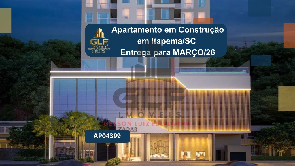 Apartamento em Construção em Itapema/SC com 69m² área privativa sendo sendo 2 suítes, 2 vaga de garagem, lazer completo