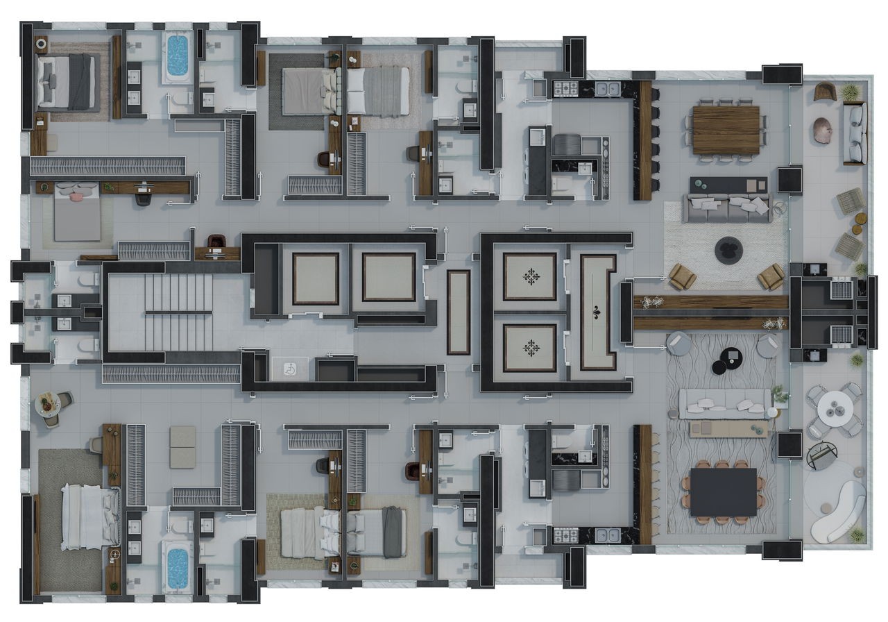 Luxuoso apartamento em Construção à venda em Itapema-SC, Meia Praia: 4 quartos, 4 suítes, 1 banheiro, 3 vagas de garagem, 213,72 m² de área.