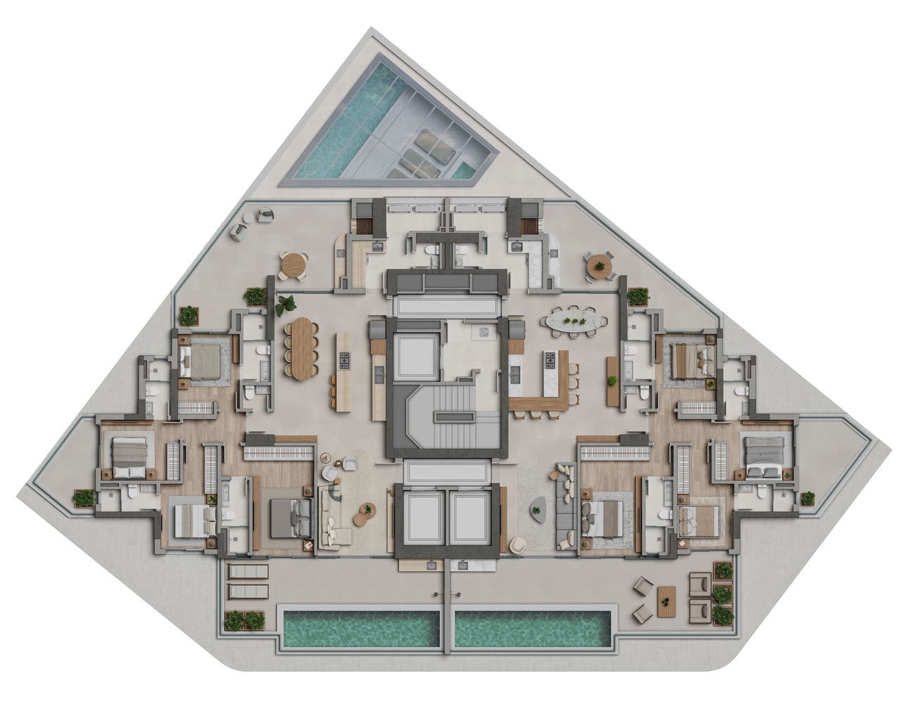 Apartamento em Construção em Balneário Camboriú/SC com 182,93m² área privativa sendo 4 suítes, 3 vagas de garagem, área de lazer completa