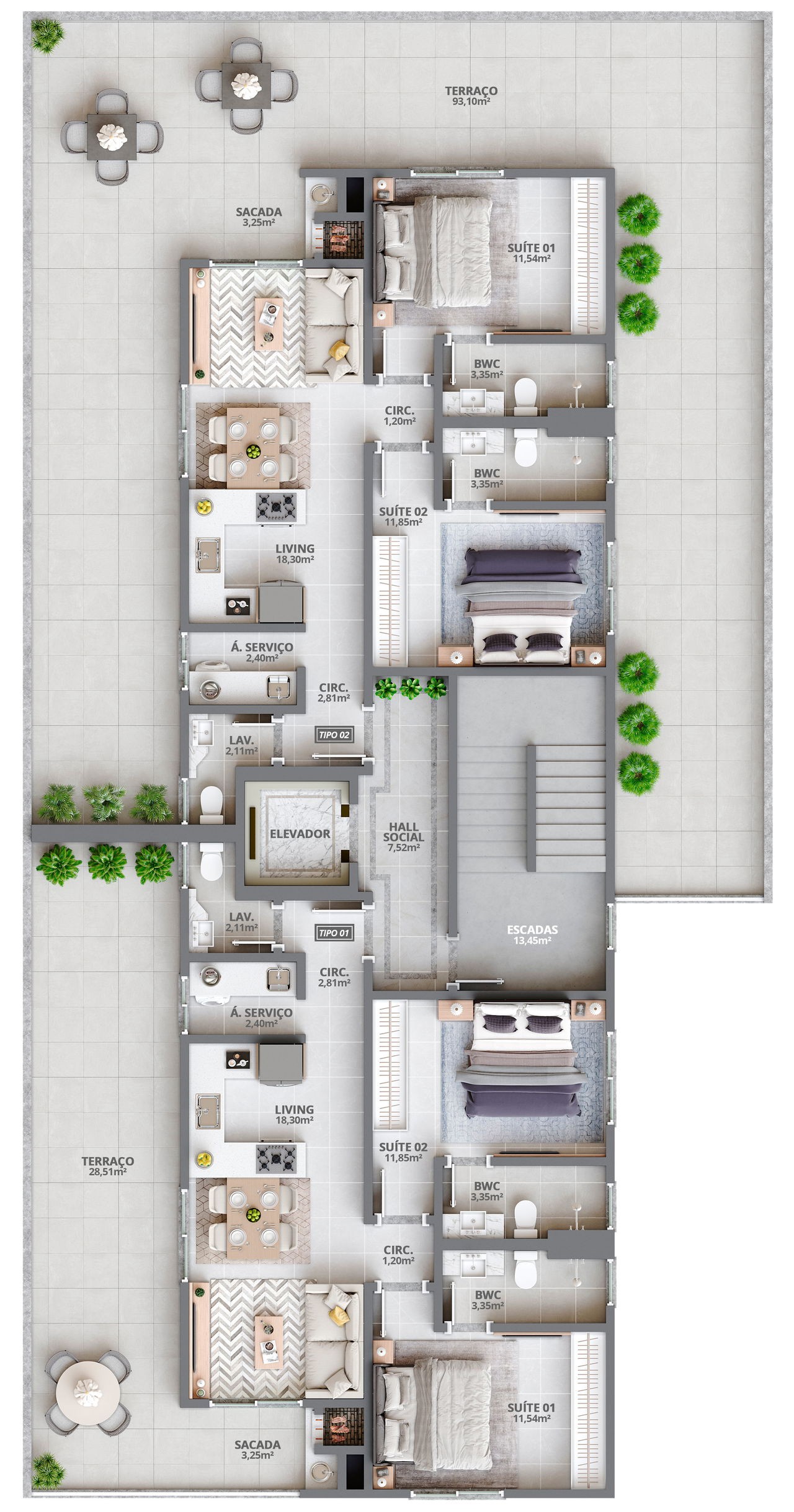 Apartamento Pronto para morar em Porto Belo/SC com 71,50m² área privativa sendo 2 suítes, 1 vaga de garagem