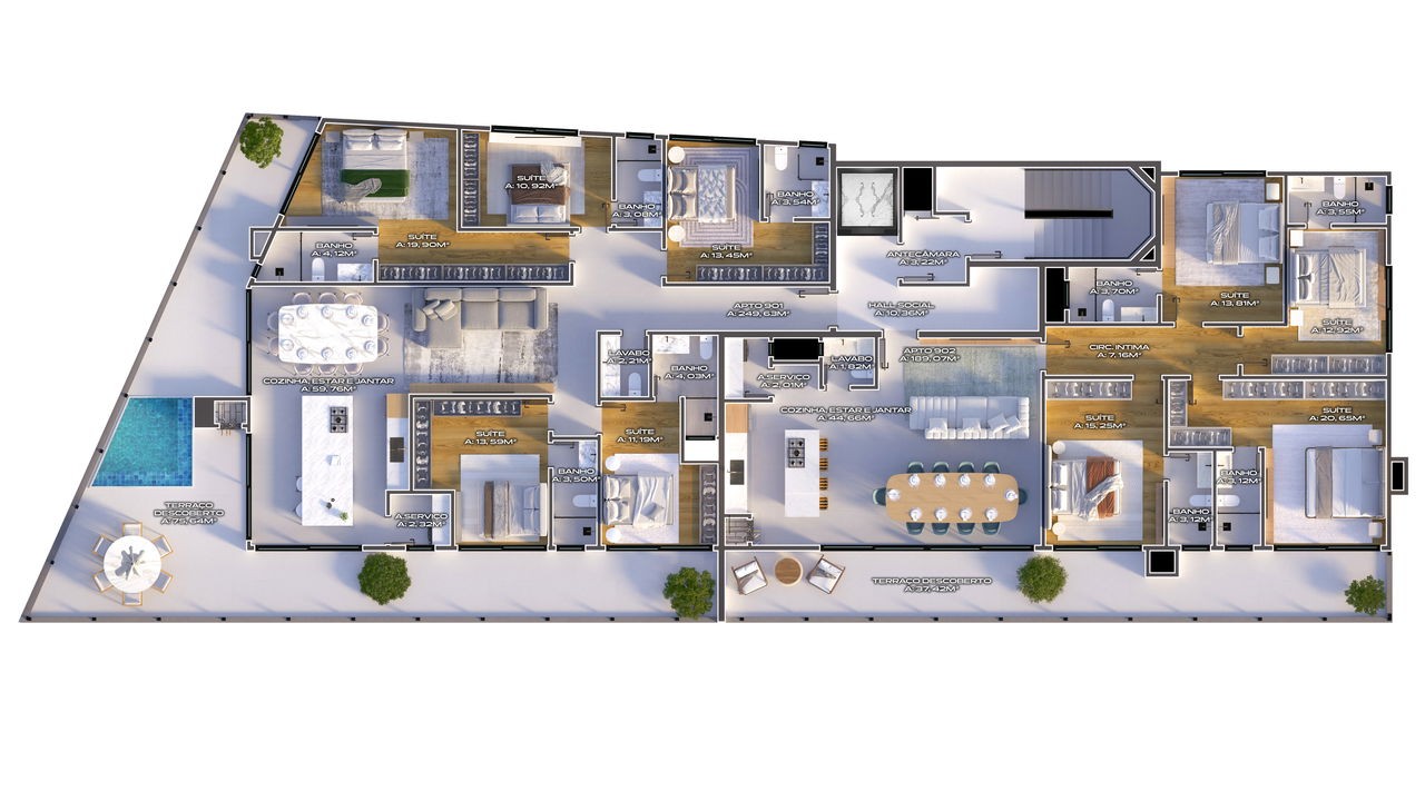 Apartamento em Construção em Bombinhas/SC com 84,00m² área privativa sendo 2 suítes, 2 vaga de garagem