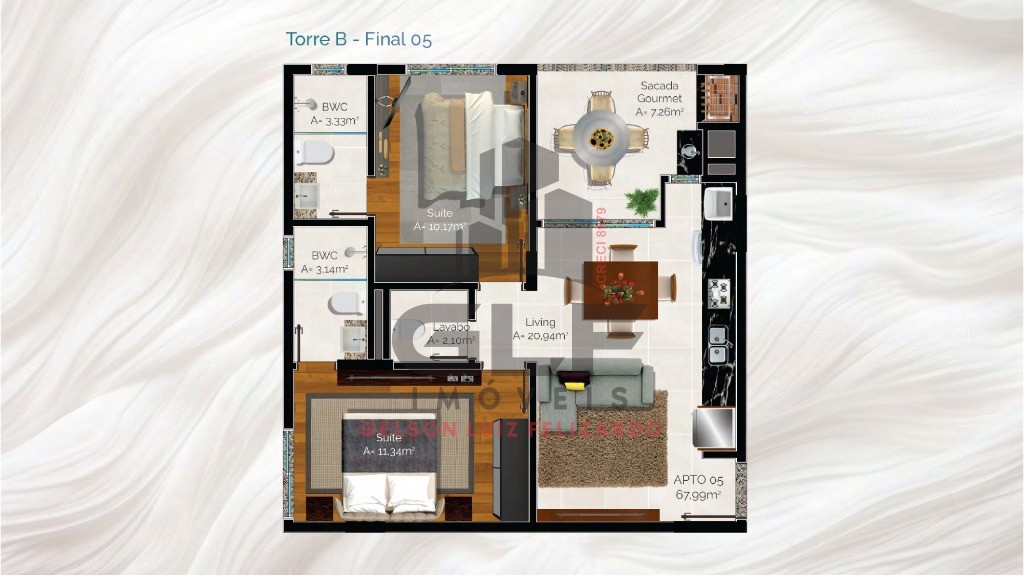 Apartamento em Construção em Porto Belo/SC Bairro Perequê, com 113,44m² área privativa, sendo 3 suítes área de lazer completa
