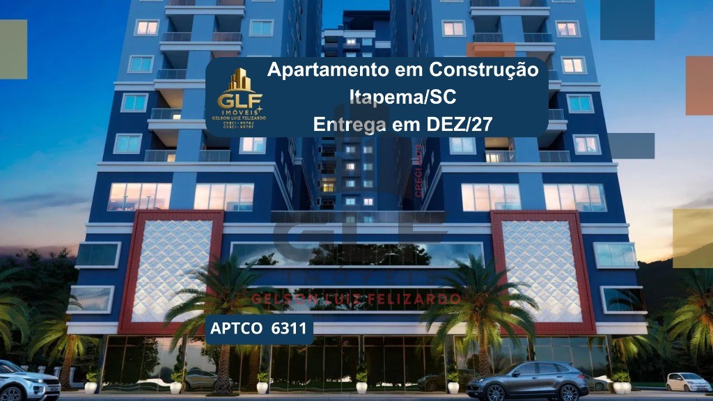 Apartamento em Construção em Itapema/SC, bairro Morretes, com 68m², 2 Dormitórios/ 1 Suíte. Entrega para Dezembro/27. Próximo à BR-101. Investimento