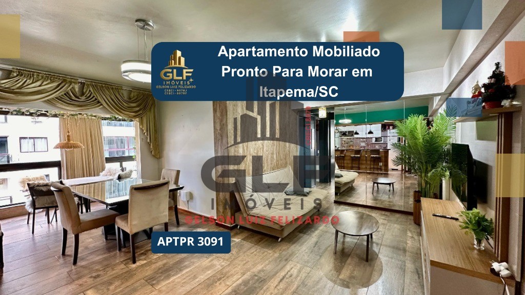Apartamento Alto Padrão Mobiliado na cidade de Itapema/SC no bairro Meia Praia, 3 dormitórios 1 suíte e 1 Vaga de garagem. Bem localizado. Investir