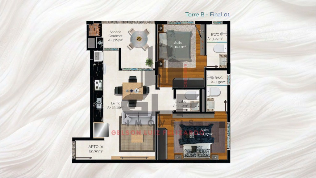 Apartamento em Construção em Porto Belo/SC Bairro Perequê, com 113,44m² área privativa, sendo 3 suítes área de lazer completa
