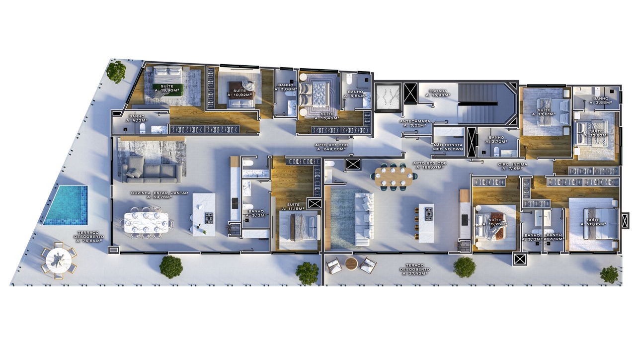 Apartamento em Construção em Bombinhas/SC com 84,00m² área privativa sendo 2 suítes, 2 vaga de garagem