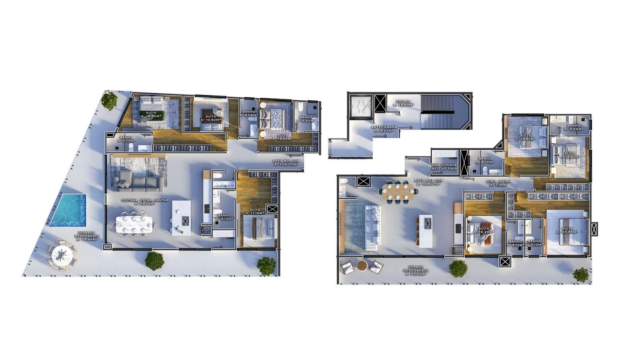 Apartamento em Construção em Bombinhas/SC com 84,00m² área privativa sendo 2 suítes, 2 vaga de garagem