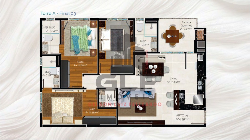 Apartamento em Construção em Porto Belo/SC Bairro Perequê, com 113,44m² área privativa, sendo 3 suítes área de lazer completa