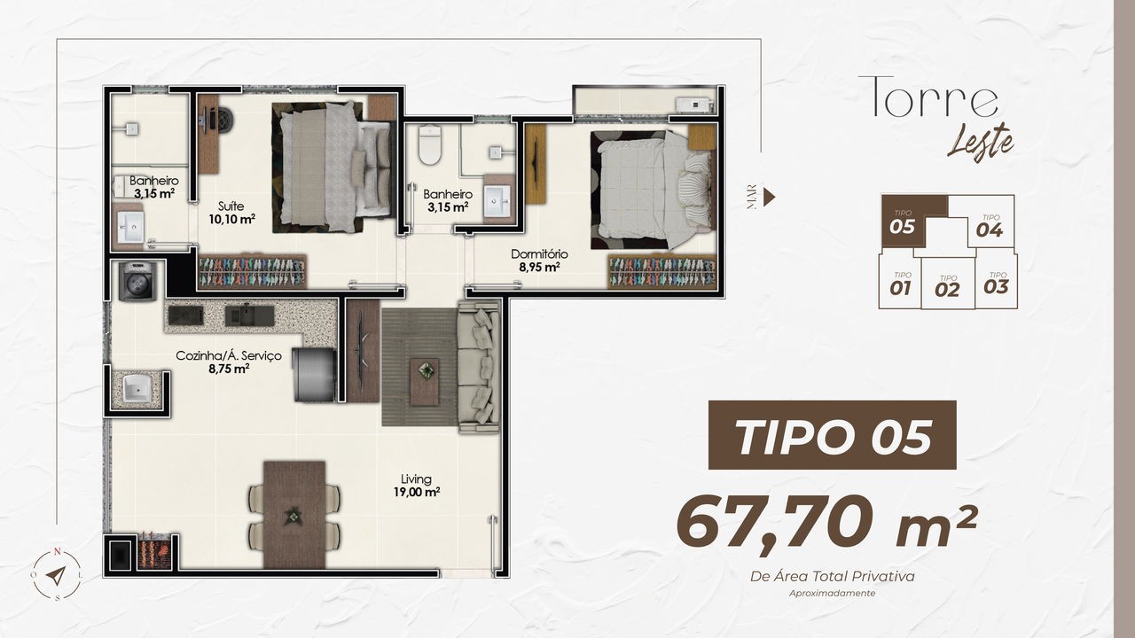 Apartamento à venda em Itapema-SC, Jardim Praia Mar: 2 quartos, 1 suíte, 1 banheiro, 1 vaga de garagem, 61,60 m² de área.