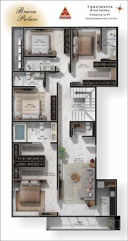 Apartamento Pronto em Itajaí/SC com 430,00m² área privativa sendo 4 suítes, 4 vagas de garagem
