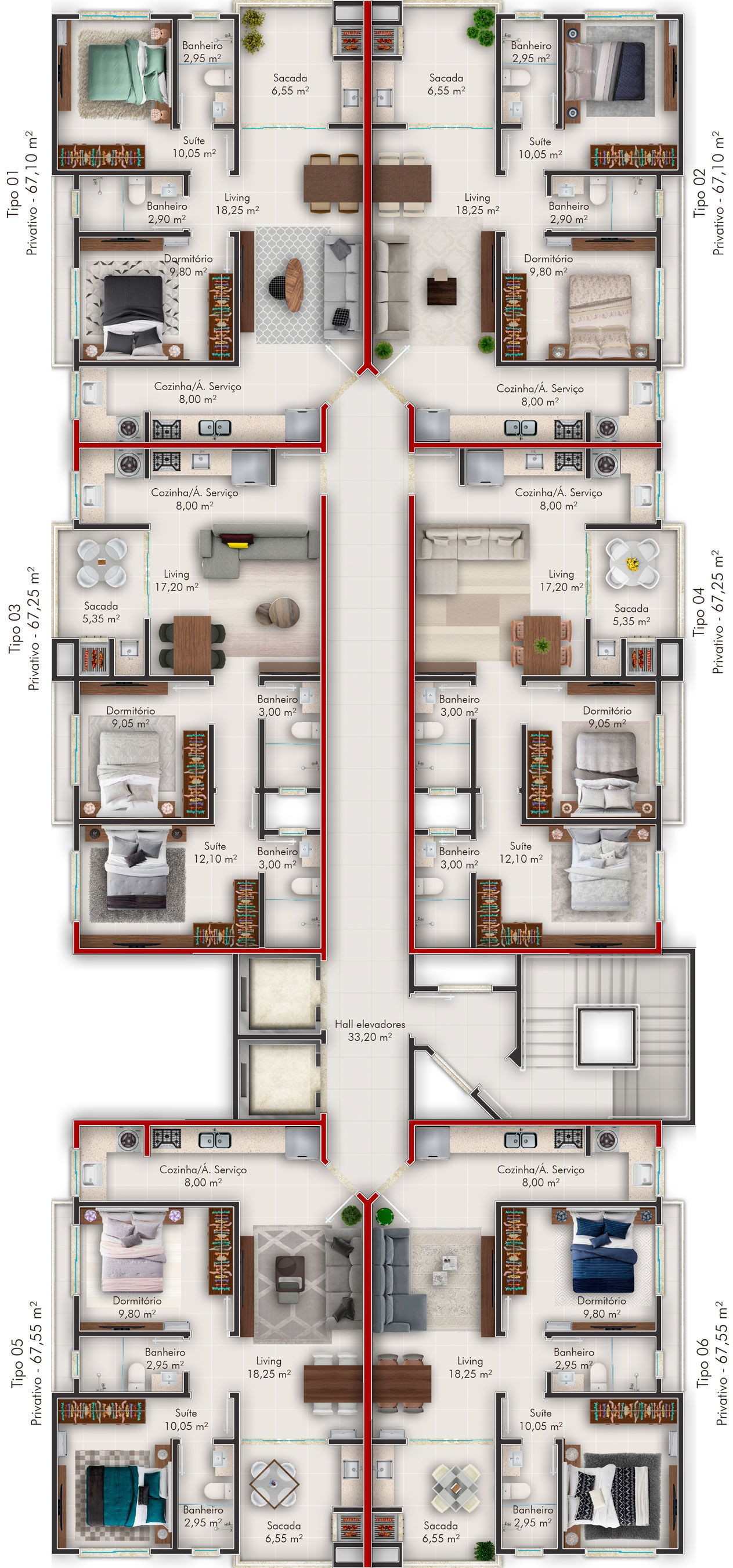 Apartamento em Construção em Itapema/SC, bairro Morretes, com 68m², 2 Dormitórios/ 1 Suíte. Entrega para Dezembro/27. Próximo à BR-101. Investimento