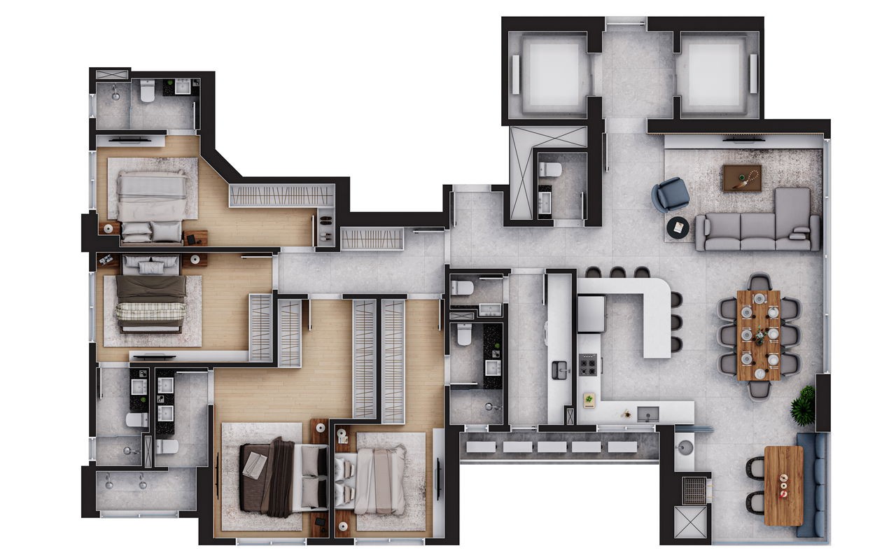 Luxuoso apartamento em Construção de 4 quartos e 4 suítes no Centro de Balneário Camboriú-SC com 3 vagas de garagem!