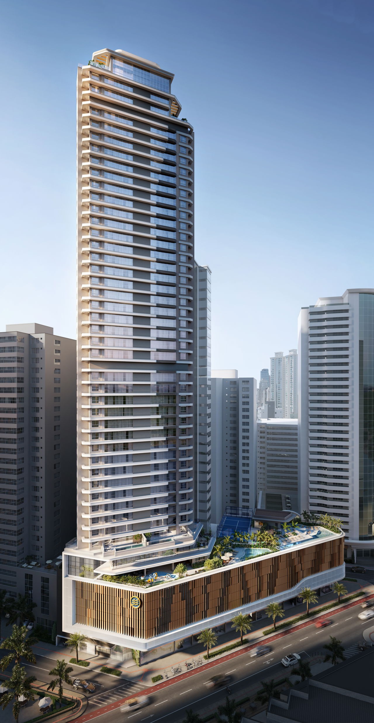 Apartamento em Construção em Balneário Camboriú/SC com 182,93m² área privativa sendo 4 suítes, 3 vagas de garagem, área de lazer completa