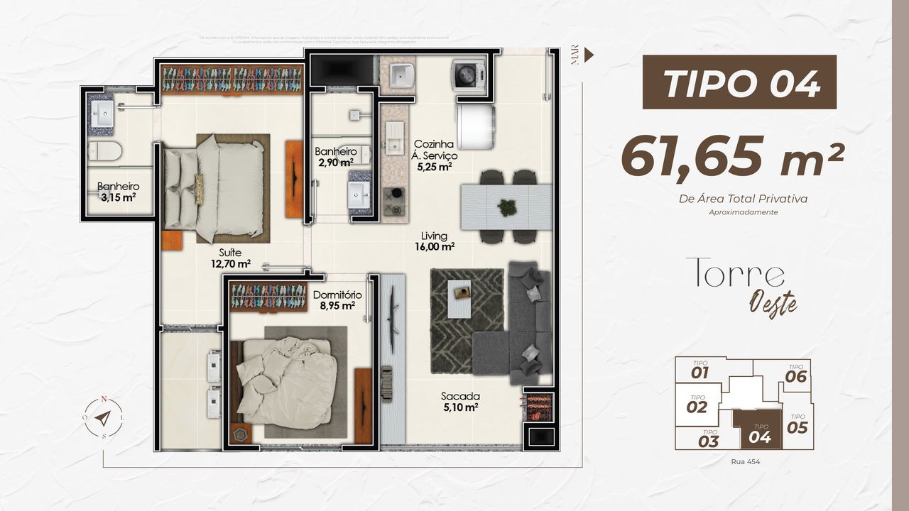 Apartamento à venda em Itapema-SC, Jardim Praia Mar: 2 quartos, 1 suíte, 1 banheiro, 1 vaga de garagem, 61,60 m² de área.