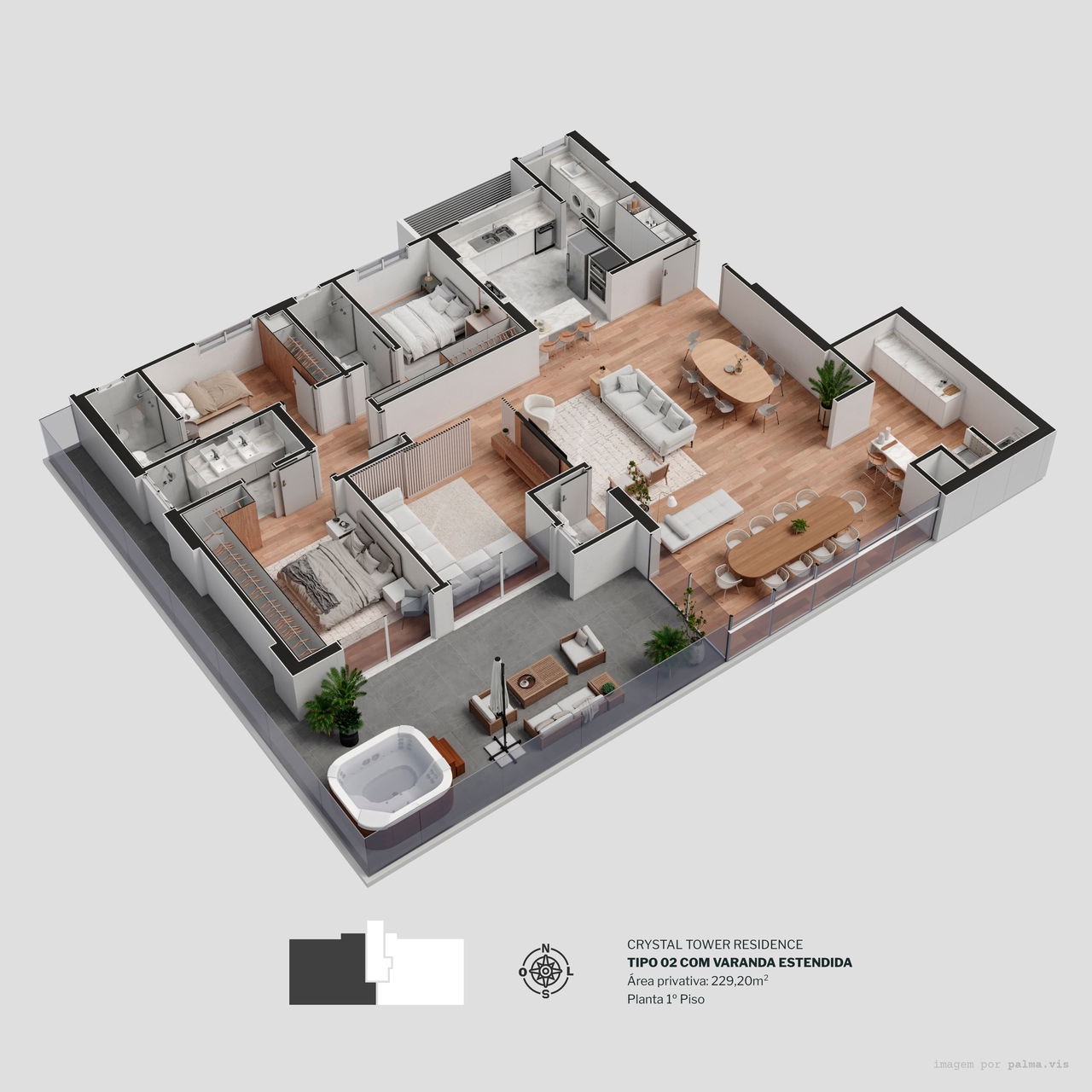 Apartamento em Construção em Balneário Camboriú/SC com 173,79m² área privativa sendo 4 suítes 3 vagas de garagem
