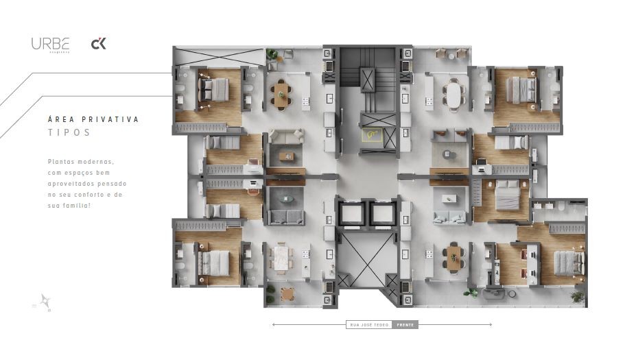 Apartamento em construção em itajaí/sc com 68,04m² área priv