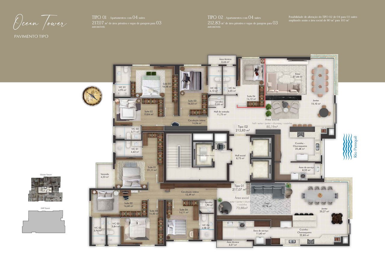 Apartamento em Construção em Itapema/SC na Meia Praia, com 262m² de área total e 3 Suítes, a 260m do mar. Lazer Completo. Ótimo Investimento.