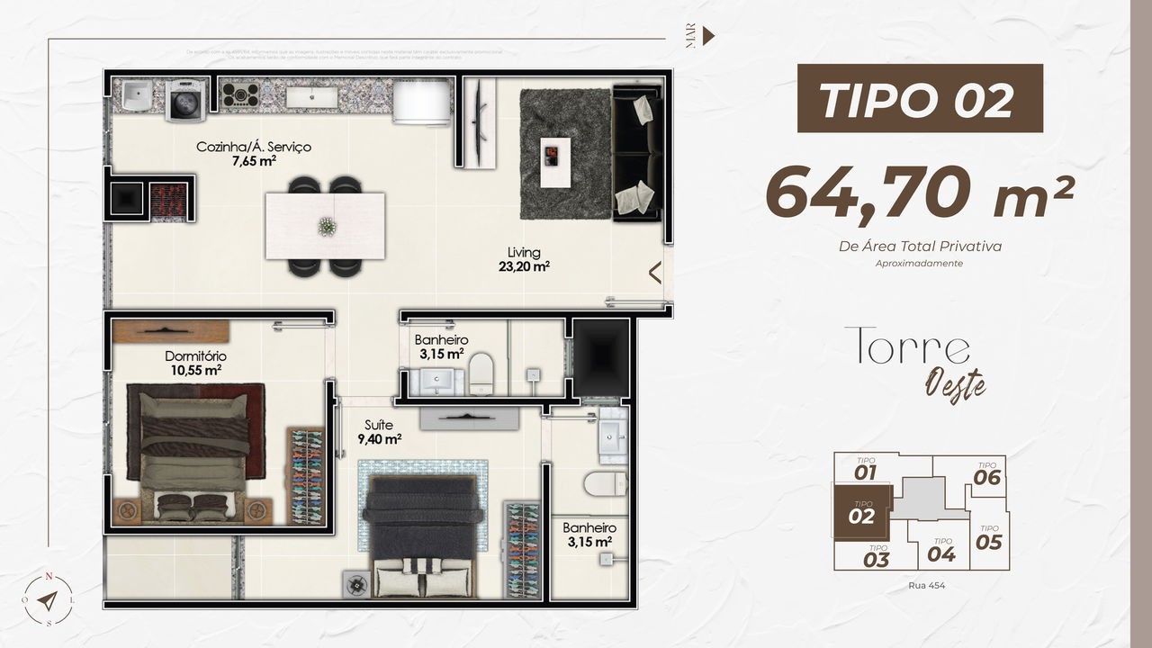 Apartamento à venda em Itapema-SC, Jardim Praia Mar: 2 quartos, 1 suíte, 1 banheiro, 1 vaga de garagem, 61,60 m² de área.