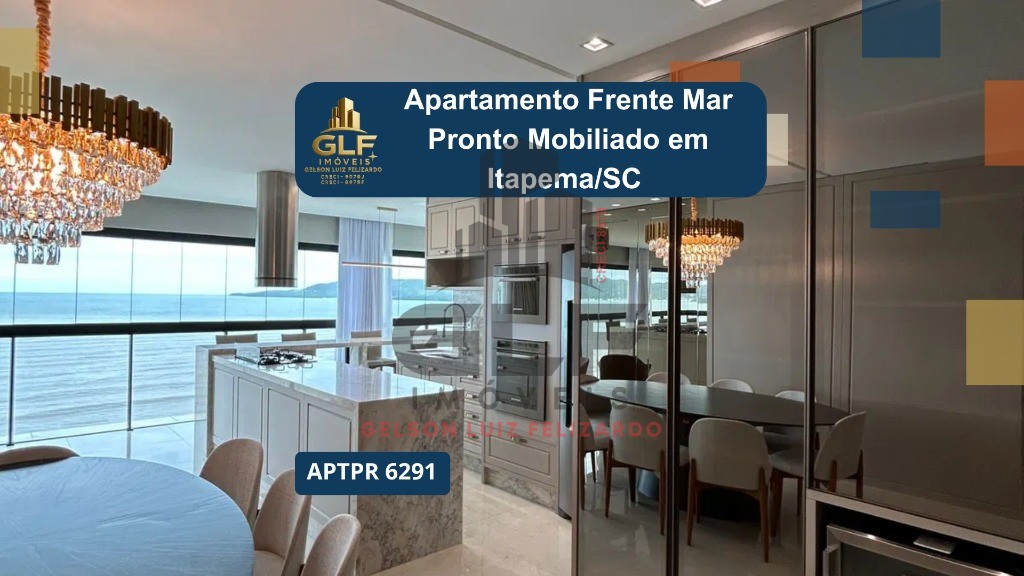 Apartamento Frente Mar Pronto Mobiliado em Itapema/SC no bairro Meia Praia,Localização Privilegiada, 180m² com 4 suítes e 4 vagas de garagem. Investir